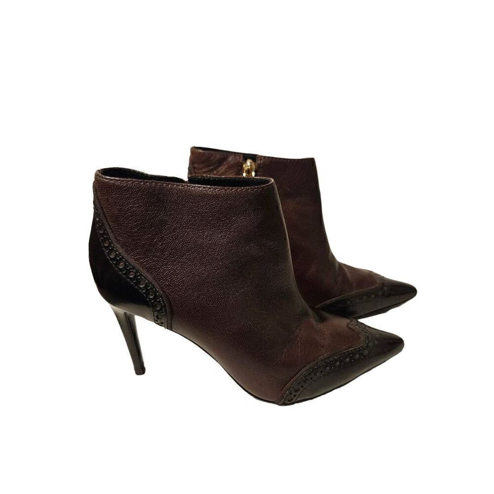 Tory Burch Noelle Leather Ankle Boots with Brogue detail. Size 7.